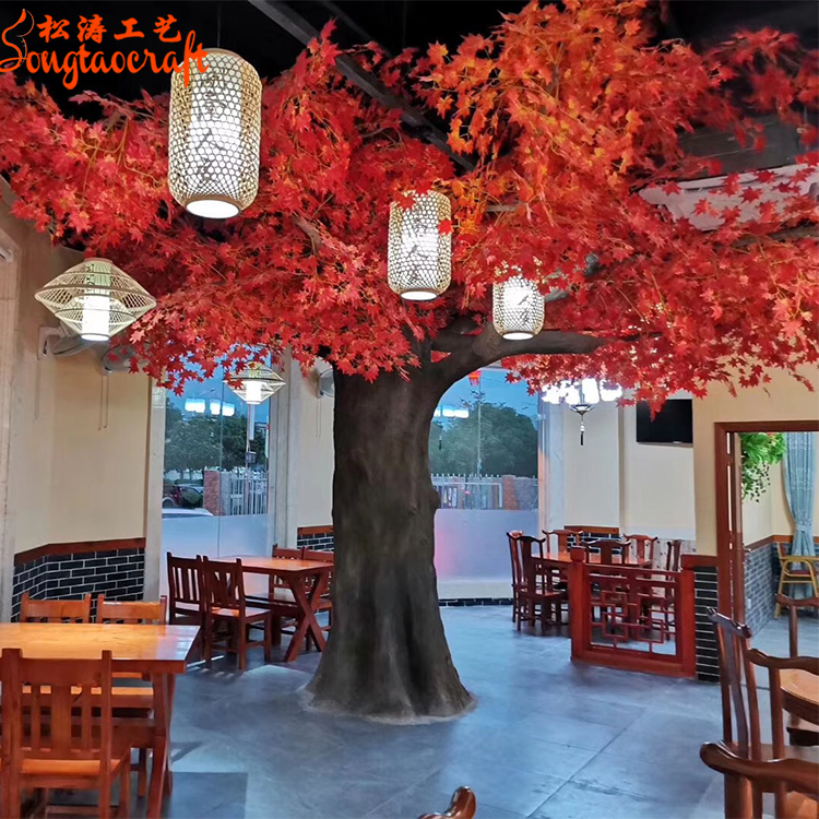 餐厅包柱子仿真枫树